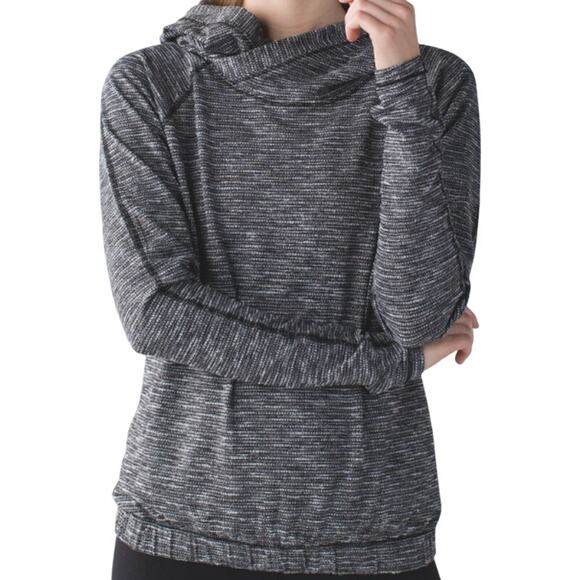Lululemon Healthy Heart Pullover II Rulu Slim Thumbhole Coco Pique Black White 8 - Picture 1 of 4